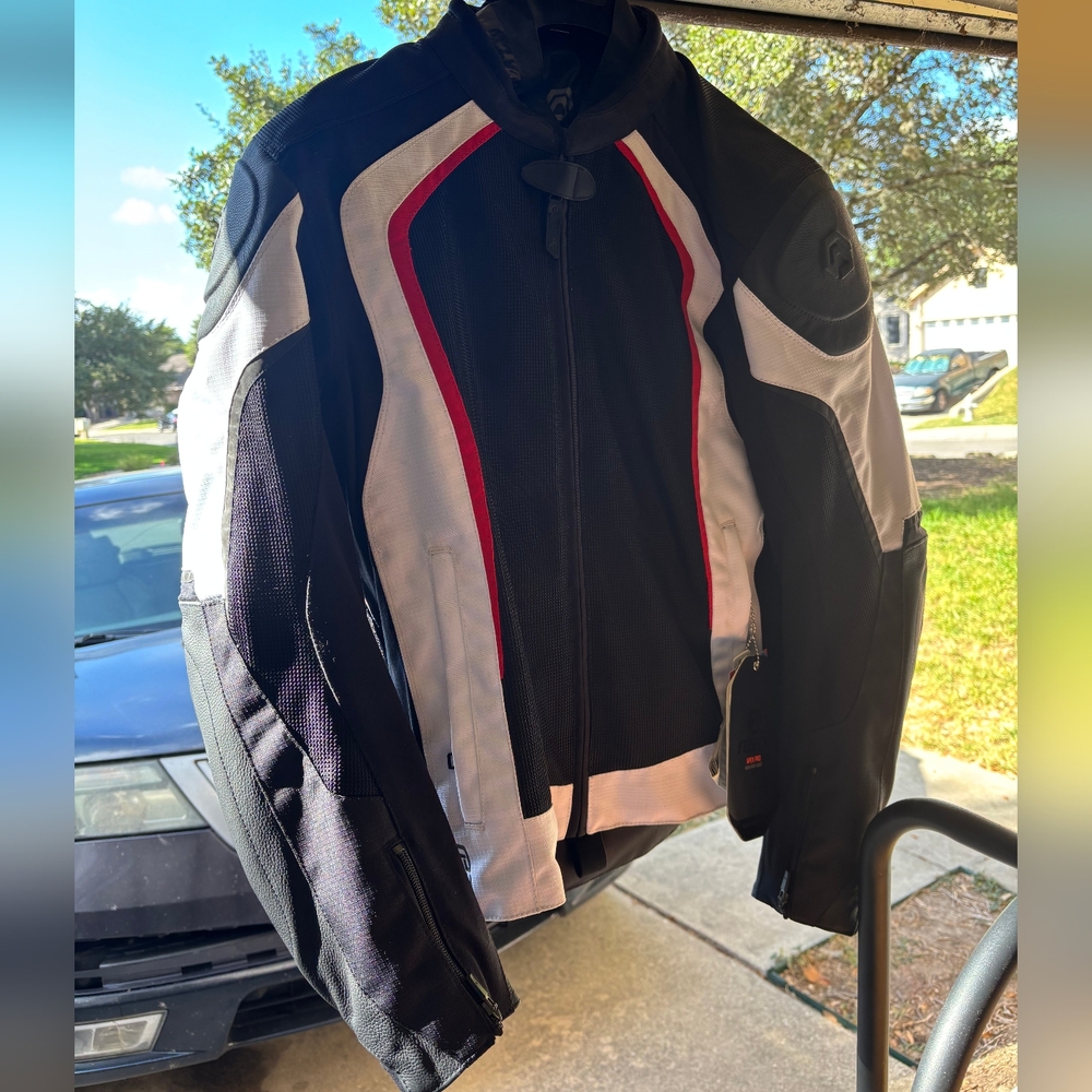 Reax Apex Pro Black and White Men's Motorcycle Jacket - Picture 2 of 3